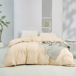 Harvest Gold Solid Color Premium Cotton Duvet Cover -qbedding store DSC9461 Copy