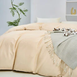 Harvest Gold Solid Color Premium Cotton Duvet Cover -qbedding store DSC9464
