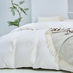 Snowflake White Solid Color Premium Cotton Duvet Cover -qbedding store DSC9476