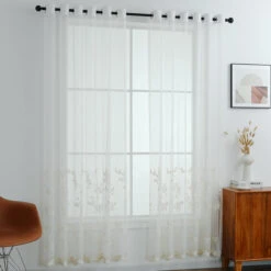 Emery Cottagecore Embroidered Sheer Curtain -qbedding store Emery Window Curtain 2