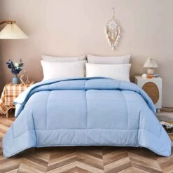 Gamma-Bluish Blue Pattern Cotton All Season Comforter -qbedding store Gamma Bluish Blue Cotton All Season Comforter 3