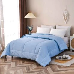 Gamma-Bluish Blue Pattern Cotton All Season Comforter -qbedding store Gamma Bluish Blue Cotton All Season Comforter 4
