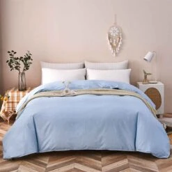 Gamma-Bluish Blue Cotton Duvet Cover -qbedding store Gamma Bluish Blue Cotton Duvet Cover 1