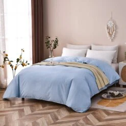 Gamma-Bluish Blue Cotton Duvet Cover -qbedding store Gamma Bluish Blue Cotton Duvet Cover 6