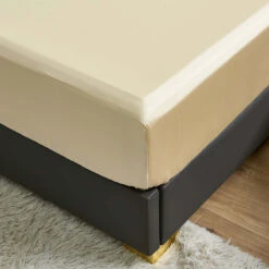 Light Champagne Solid Color TENCEL™ Lyocell Fitted Sheet -qbedding store Light Champagne Solid Color Tencel Lyocell Fitted Sheet 4