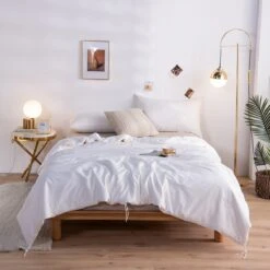 Solid White All Season Silk Duvet Insert -qbedding store Solid White Silk 1