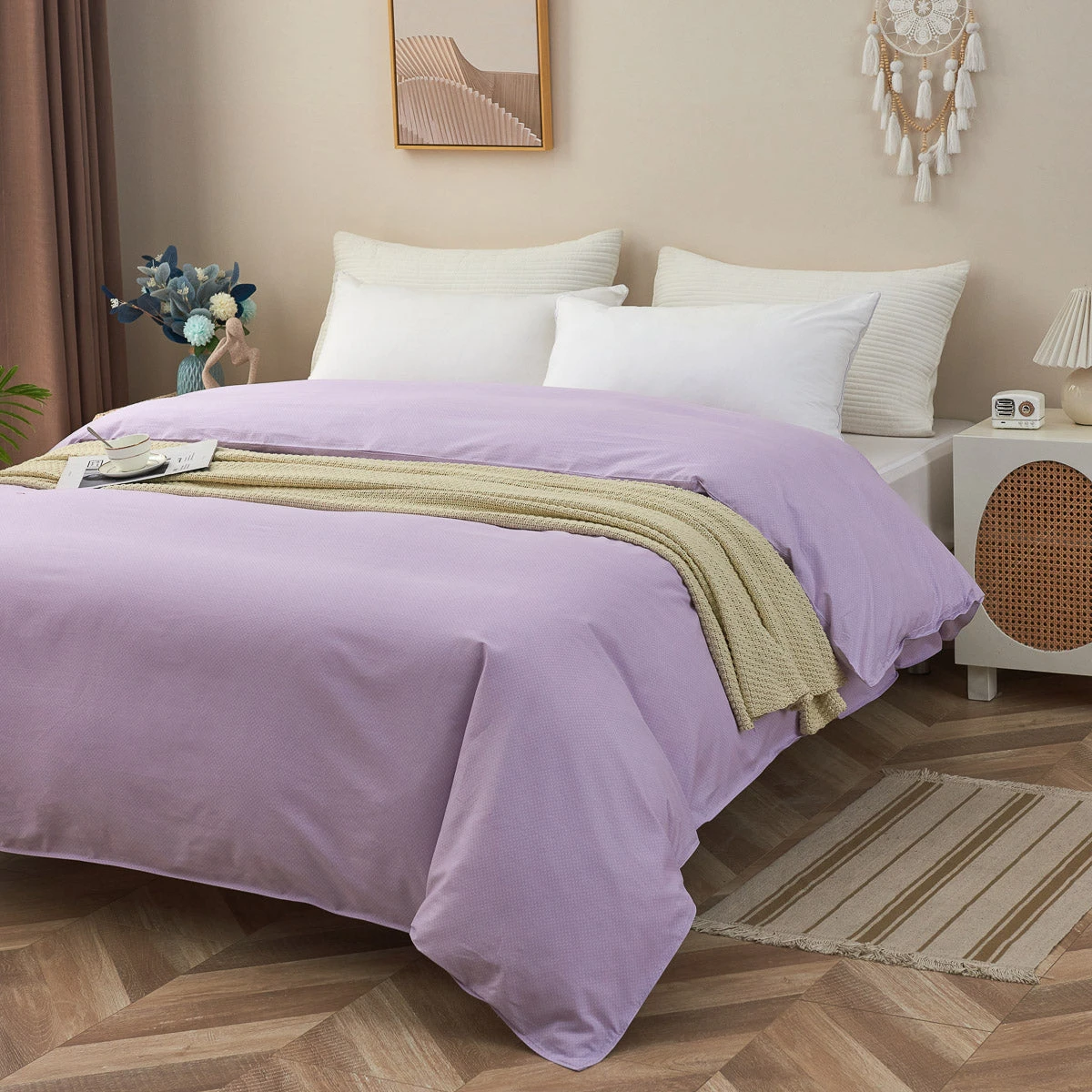 Theta Lilac Purple Pattern Cotton Duvet Cover 7 Theta Lilac Purple Pattern Cotton Duvet Cover - Image 5