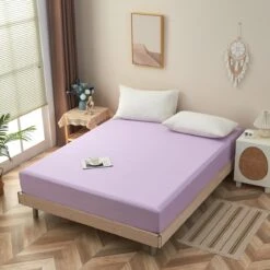 Theta Lilac Purple Pattern Cotton Fitted Sheet -qbedding store Theta Lilac Purple Cotton Fitted Sheet 1