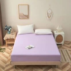 Theta Lilac Purple Pattern Cotton Fitted Sheet -qbedding store Theta Lilac Purple Cotton Fitted Sheet 2