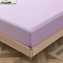 Theta Lilac Purple Pattern Cotton Fitted Sheet -qbedding store Theta Lilac Purple Cotton Fitted Sheet 3