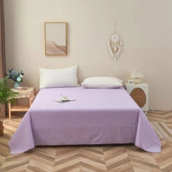 Theta Lilac Purple Pattern Cotton Flat Sheet -qbedding store Theta Lilac Purple Cotton Flat Sheet 2