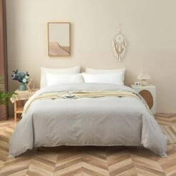 Upsilon Smoky Gray Pattern Cotton Duvet Cover -qbedding store Upsilon Pattern Cotton Duvet Cover 2