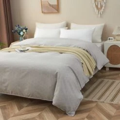 Upsilon Smoky Gray Pattern Cotton Duvet Cover -qbedding store Upsilon Pattern Cotton Duvet Cover 3