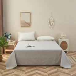 Upsilon Smoky Gray Pattern Cotton Flat Sheet -qbedding store Upsilon Pattern Cotton Flat Sheet 2