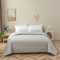 Upsilon Smoky Gray Pattern Cotton Light Comforter -qbedding store Upsilon Pattern Light Comforter 2