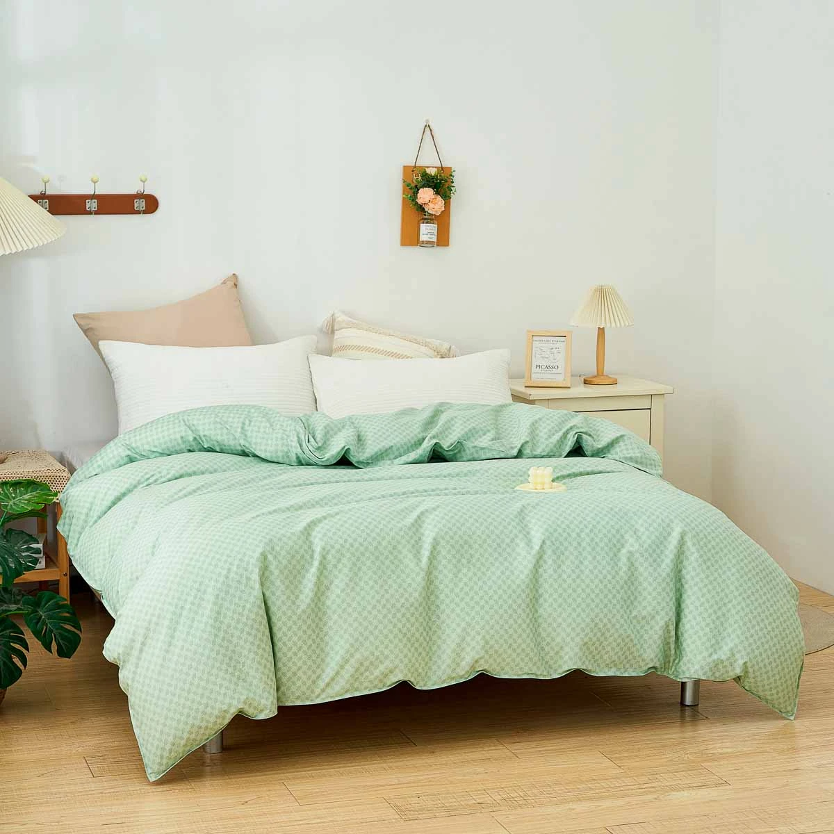 Xi Matcha Green Pattern Cotton Duvet Cover 6 Xi Matcha Green Pattern Cotton Duvet Cover - Image 4