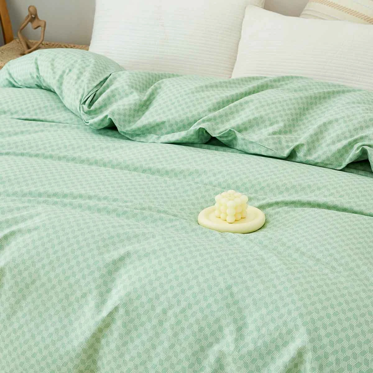 Xi Matcha Green Pattern Cotton Duvet Cover 7 Xi Matcha Green Pattern Cotton Duvet Cover - Image 5