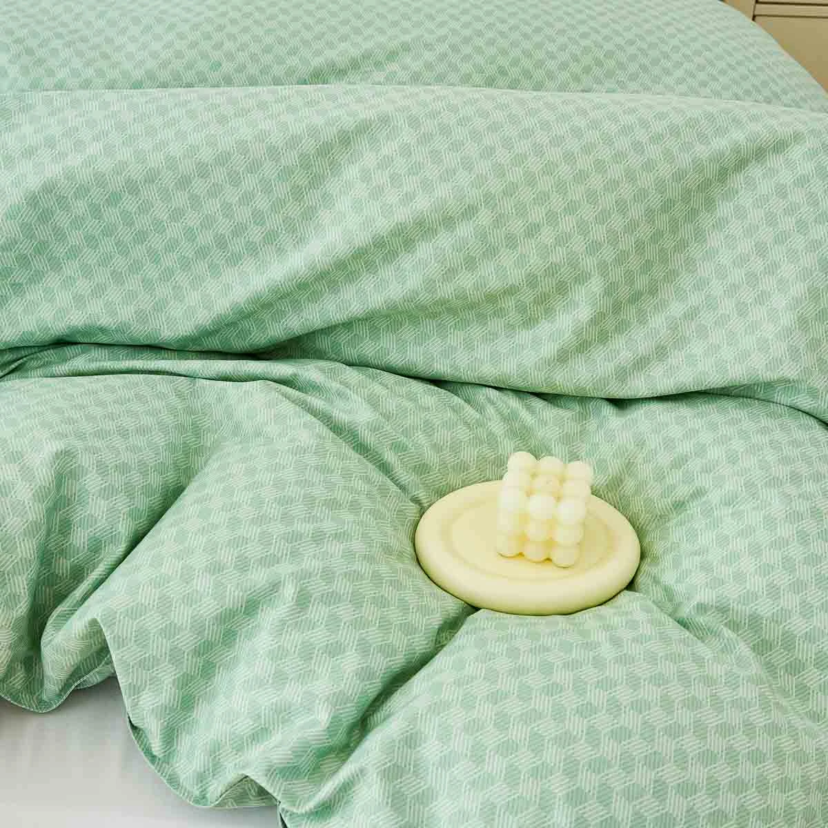 Xi Matcha Green Pattern Cotton Duvet Cover 9 Xi Matcha Green Pattern Cotton Duvet Cover - Image 7