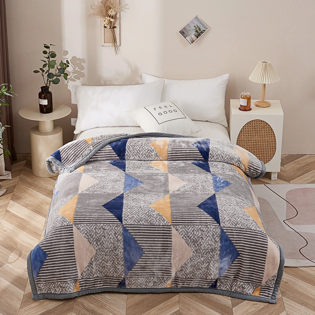 Triangle Blue Geometric Winter Blanket (Twin Size) 7 Triangle Blue Geometric Winter Blanket (Twin Size) - Image 5