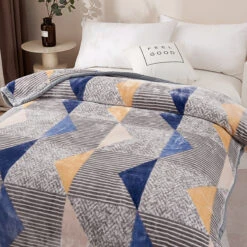 Triangle Blue Geometric Winter Blanket (Twin Size) 18 Triangle Blue Geometric Winter Blanket (Twin Size) -qbedding store Y00 0749
