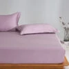 Pearlish Purple Premium Cotton Fitted Sheet -qbedding store Y00 1354
