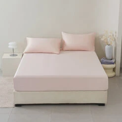 Dreamy Pink Tencel™ Fitted Sheet -qbedding store Y00 8843