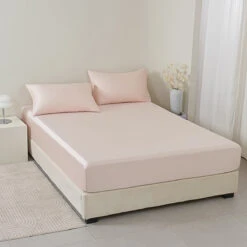 Dreamy Pink Tencel™ Fitted Sheet -qbedding store Y00 8846