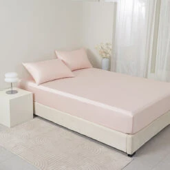 Dreamy Pink Tencel™ Fitted Sheet -qbedding store Y00 8855