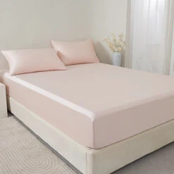 Dreamy Pink Tencel™ Fitted Sheet -qbedding store Y00 8858
