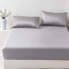 Cloudy Gray Solid Color Tencel™ Fitted Sheet -qbedding store Y00 92990