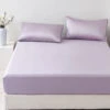 Starry Purple Solid Color Tencel™ Fitted Sheet -qbedding store Y00 93430