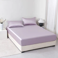Starry Purple Solid Color Tencel™ Fitted Sheet 11 Starry Purple Solid Color Tencel™ Fitted Sheet -qbedding store Y00 93450
