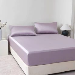 Starry Purple Solid Color Tencel™ Fitted Sheet 14 Starry Purple Solid Color Tencel™ Fitted Sheet -qbedding store Y00 93470