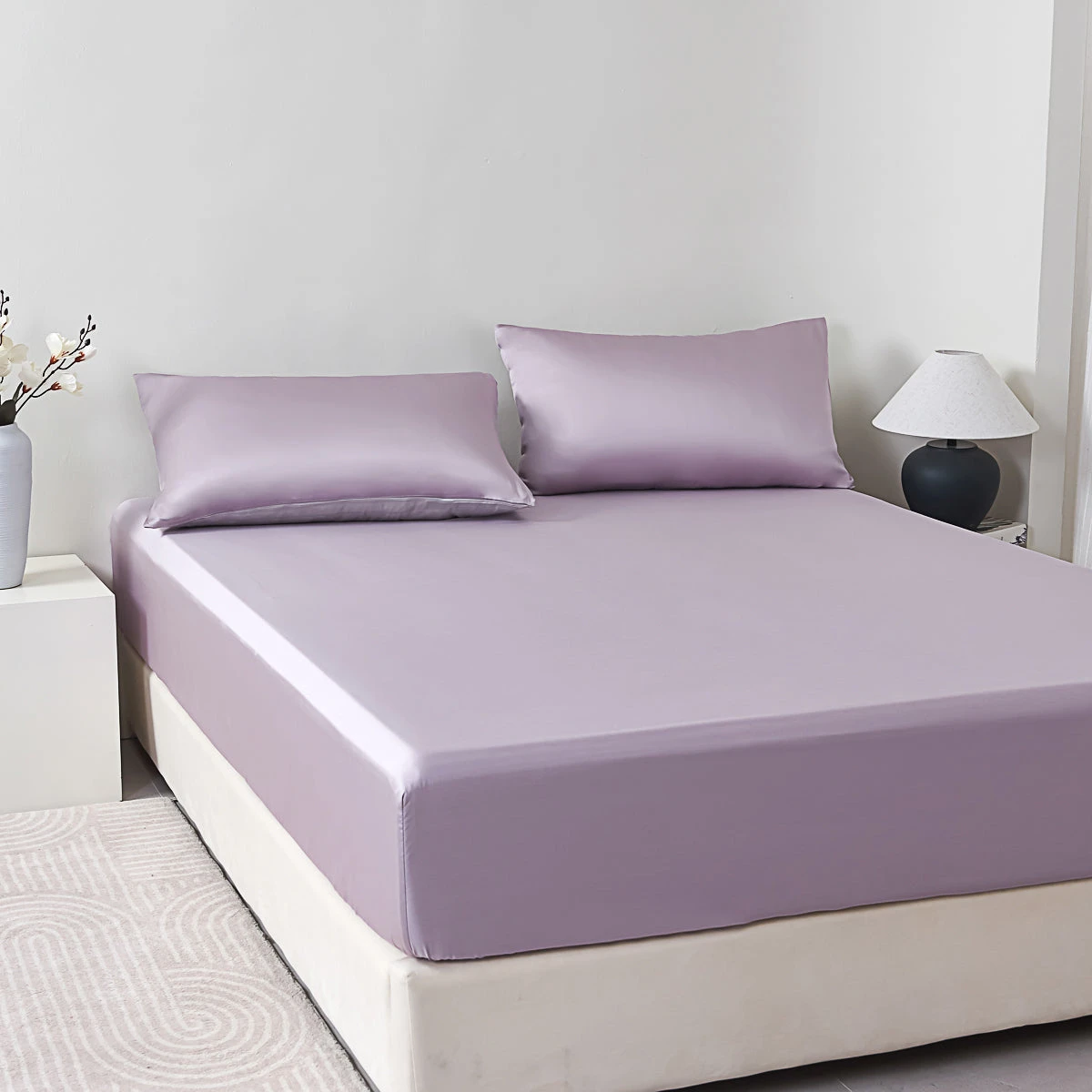 Starry Purple Solid Color Tencel™ Fitted Sheet 8 Starry Purple Solid Color Tencel™ Fitted Sheet - Image 6