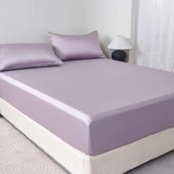 Starry Purple Solid Color Tencel™ Fitted Sheet 15 Starry Purple Solid Color Tencel™ Fitted Sheet -qbedding store Y00 93490