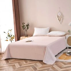 Zeta-Cream Pink Cotton Flat Sheet -qbedding store Zeta Cream Pink Cotton Flat Sheet 3